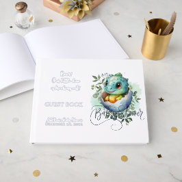 Dinosaur Egg Waterverf verlaat Baby shower Folie Gastenboek
