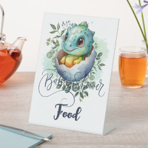 Dinosaur Egg Waterverf verlaat Baby shower voedsel Reclamebord Met Voetstuk