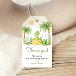 Dinosaur Ei Schattigee Waterverf Baby shower Dank Cadeaulabel
