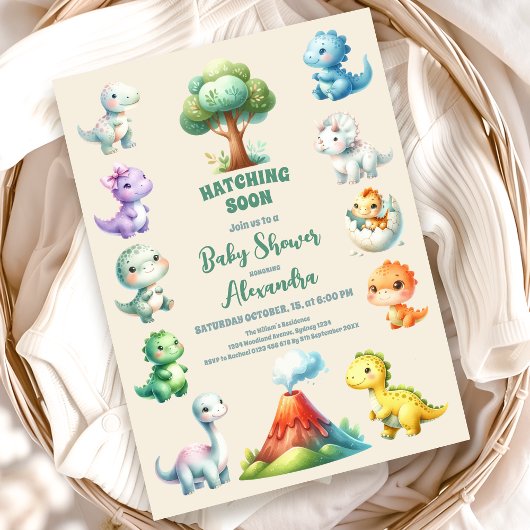 Dinosaur Ei Schattigee Waterverf Baby shower Kaart