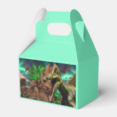 Dinosaur eiland pterodactyl t-rex blauw bedankdoosjes (Achterkant)