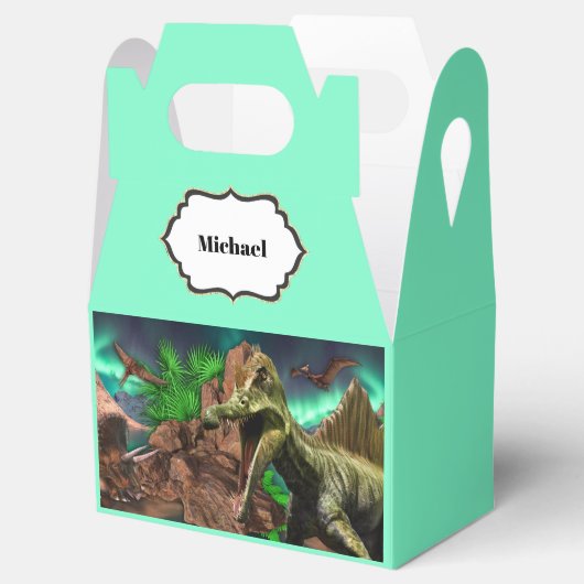Dinosaur eiland pterodactyl t-rex blauw bedankdoosjes (Geopend)