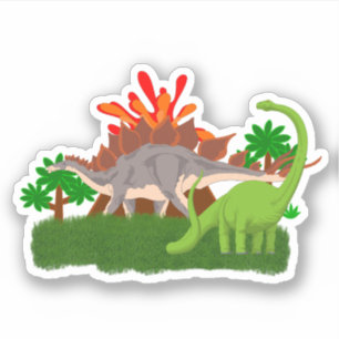 Dinosaur eilandvulkaan die prehistorisch uitbarstt sticker