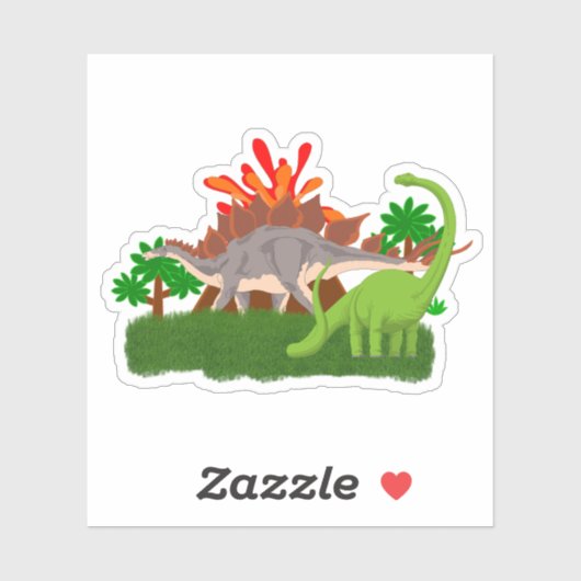 Dinosaur eilandvulkaan uitbarsting prehistorisch sticker (Vel)
