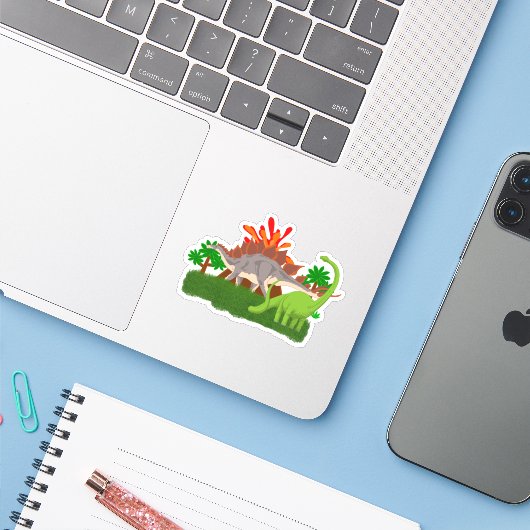 Dinosaur eilandvulkaan uitbarsting prehistorisch sticker (Laptop met iPhone)