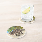 Dinosaur Einiosaurus Zandsteen Onderzetter (Zijkant)