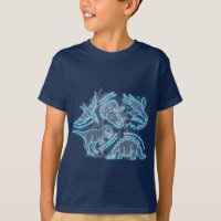 Dinosaur elektrisch blauw t-shirt