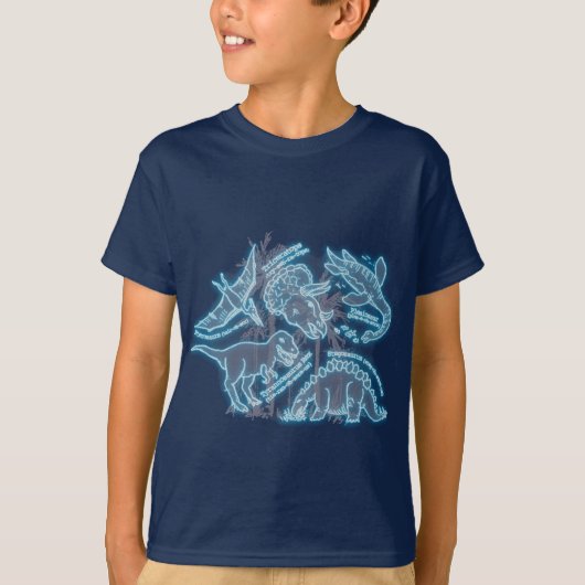 Dinosaur elektrisch blauw t-shirt (Voorkant)