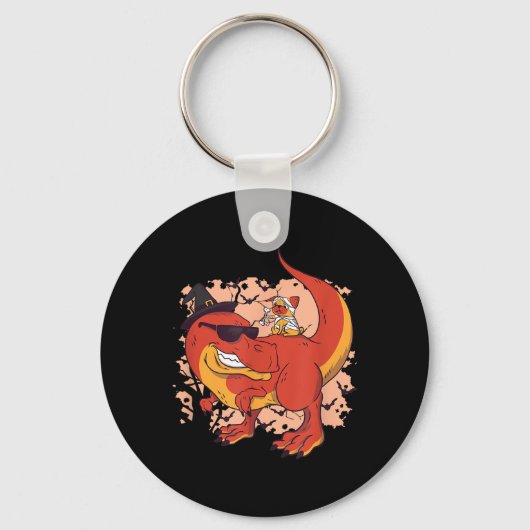 Dinosaur en hond - Grappig Halloween Sleutelhanger (Voorkant)