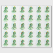 Dinosaur en kerstluiers, babyjongen kerst cadeaupapier (Vlak)