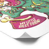 Dinosaur en Kind Cartoon Tekening Poster (Hoek)