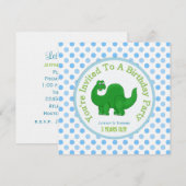 Dinosaur en Polka Dot : partijuitnodiging Kaart (Voorkant / Achterkant)