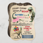 Dinosaur en tutu verjaardag uitnodiging (Voorkant / Achterkant)