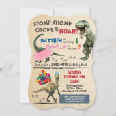 Dinosaur en tutu verjaardag uitnodiging (Voorkant)