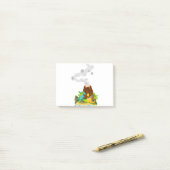 Dinosaur en vulcano post-it® notes (Op bureau)