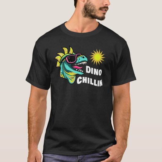 Dinosaur Enjoying The Sunshine In Sunglasses Fun R T-shirt (Voorkant)