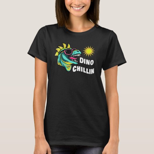 Dinosaur Enjoying The Sunshine In Sunglasses Fun R T-shirt (Voorkant)