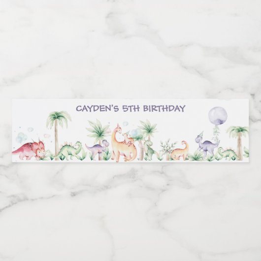 Dinosaur Etiket waterflesje sjabloon (Enkel label)