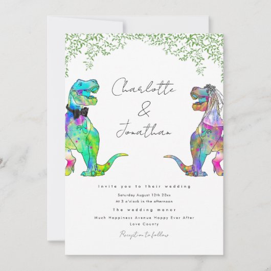 Dinosaur Eucalyptus Foliage Wedding Kaart (Voorkant)