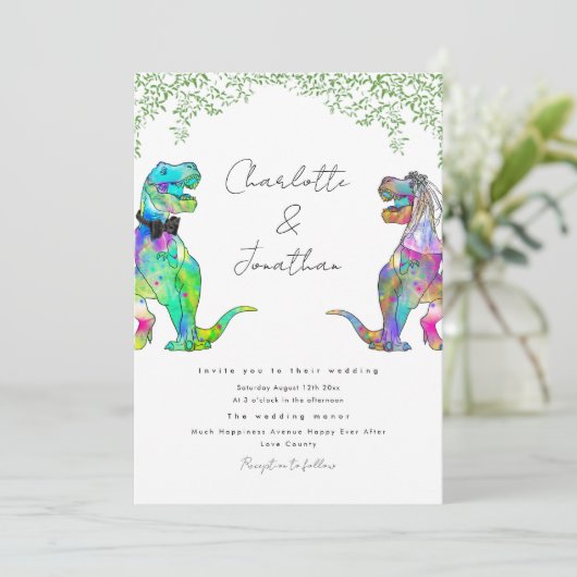 Dinosaur Eucalyptus Foliage Wedding Kaart (Staand voorkant)