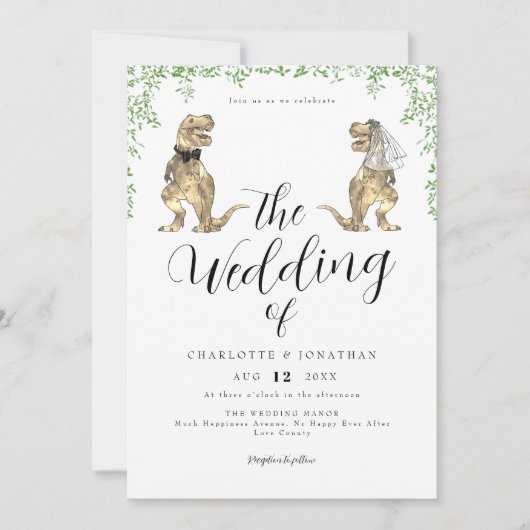 Dinosaur Eucalyptus Foliage Wedding Kaart (Voorkant)
