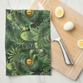 Dinosaur Eyes Green Plants Ancient Creature Art Theedoek (Quarter Fold)