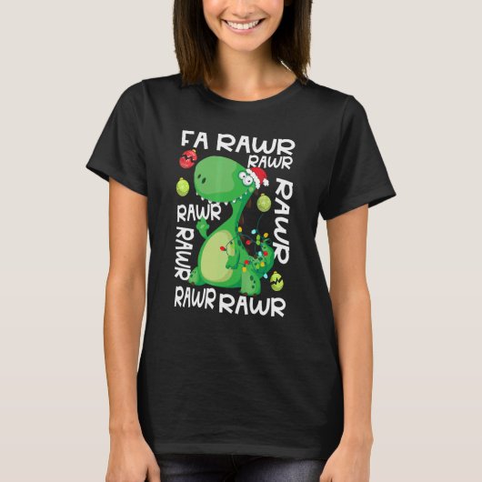 Dinosaur Fa Ra Ra Rawr Rex Kerstmis Paja T-shirt (Voorkant)