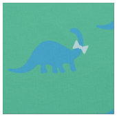 Dinosaur Fabric l Cute Blue Green Pattern Stof (Close Up)