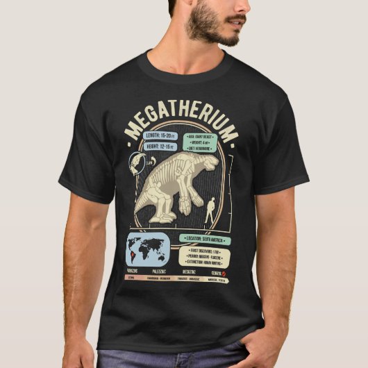 Dinosaur Facts - Megatherium Giant Sloth Science A T-shirt (Voorkant)