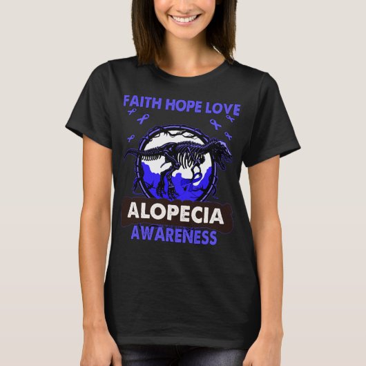 Dinosaur Faith Hope Love ALOPECIA Awareness T-shirt (Voorkant)
