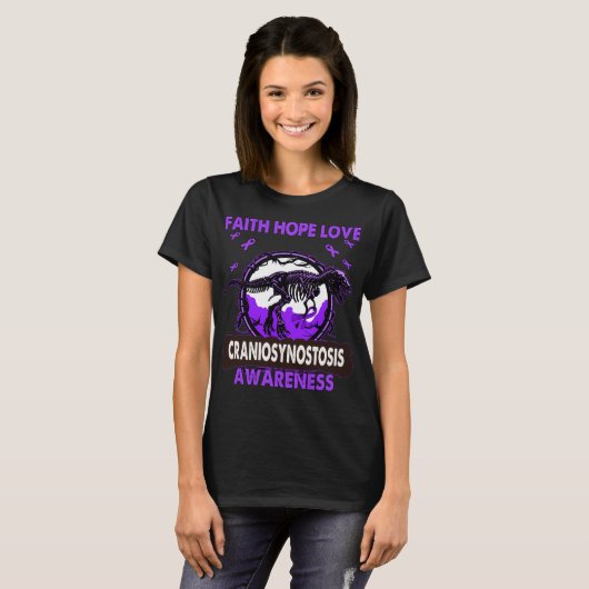 Dinosaur Faith Hope Love CRANIOSYNOSTOSIS T-shirt (Voorkant volledig)