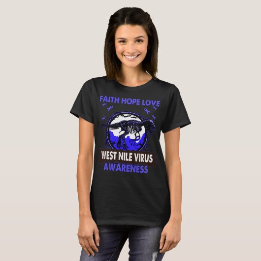 Dinosaur Faith Hope Love WEST NILE VIRUS Awareness T-shirt (Voorkant volledig)