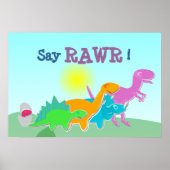 Dinosaur Familie zegt Rawr! Poster (Voorkant)