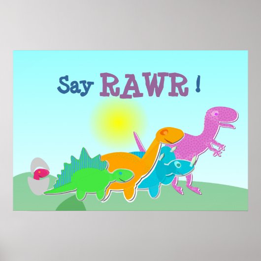 Dinosaur Familie zegt Rawr! Poster (Voorkant)