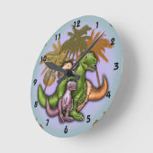 Dinosaur Family Clock Ronde Klok (Hoek)