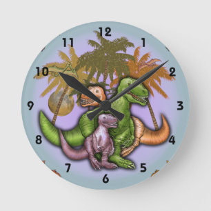 Dinosaur Family Clock Ronde Klok