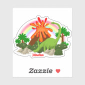 Dinosaur fantasie eiland vulkaan regenboog DIY naa Sticker (Vel)