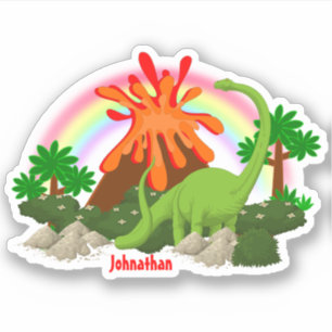 Dinosaur fantasy Island vulcano rainbow DIY Sticker