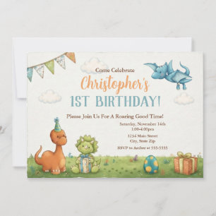 Dinosaur Feest Verjaardagsuitnodiging Kaart