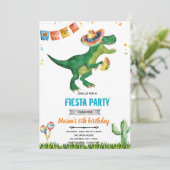 Dinosaur fiesta verjaardagsuitnodiging kaart (Staand voorkant)