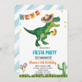 Dinosaur fiesta verjaardagsuitnodiging kaart (Voorkant / Achterkant)