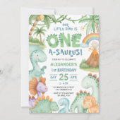 Dinosaur First Birthday Cute Dino Invitation  Kaart (Voorkant)