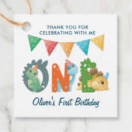 Dinosaur First Birthday Foto: Dank u wel Bedankjes Labels