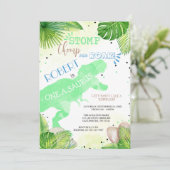 Dinosaur First Birthday Invitation boy Kaart (Staand voorkant)