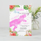 Dinosaur First Birthday Invitation Girl Kaart (Staand voorkant)