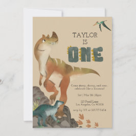 Dinosaur First Birthday Invitation Kaart