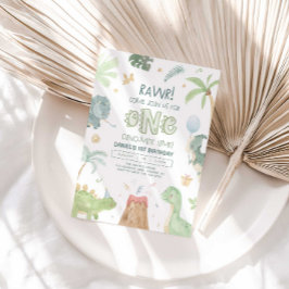 Dinosaur First Birthday Invitation Kaart