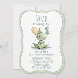 Dinosaur First Birthday Invitation Kaart