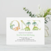 Dinosaur First Birthday Invitation Kaart (Staand voorkant)