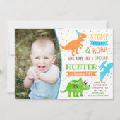 Dinosaur First Birthday Invitations Kaart (Voorkant)
